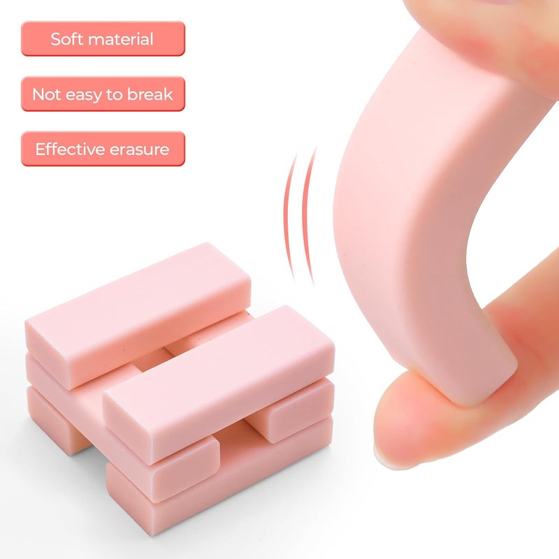 MG 2+4 Pack Rubber Erasers Sliding Retractable Eraser, 2 Pack Cute Erasers Push Pull Large Pencil Eraser with Plastic Sleeve and 4 Refill Erasers for Students, School Office Supplies (Pink Unicorn) - Image 4